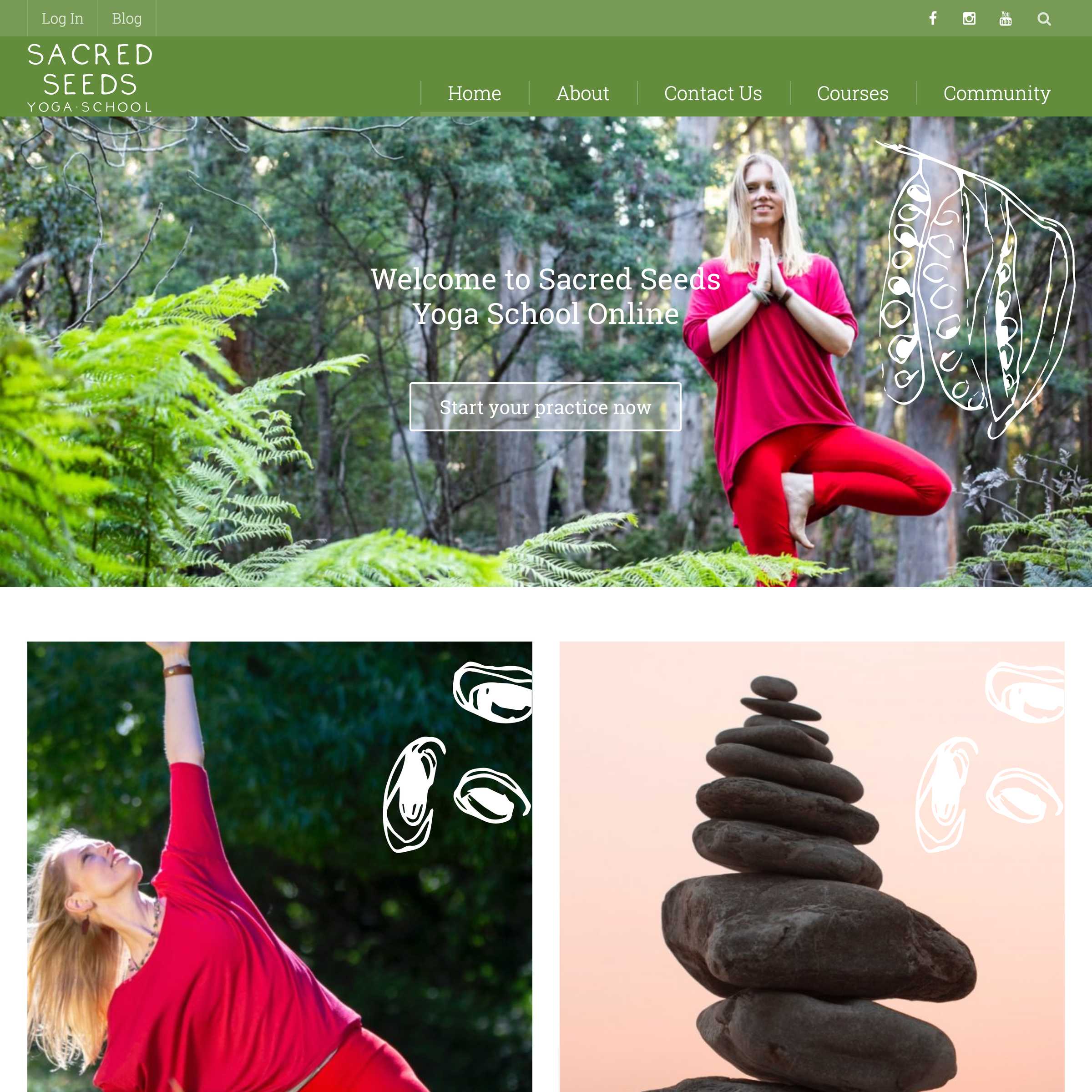 Screenshot of the Sacred Seeds Yoga School project