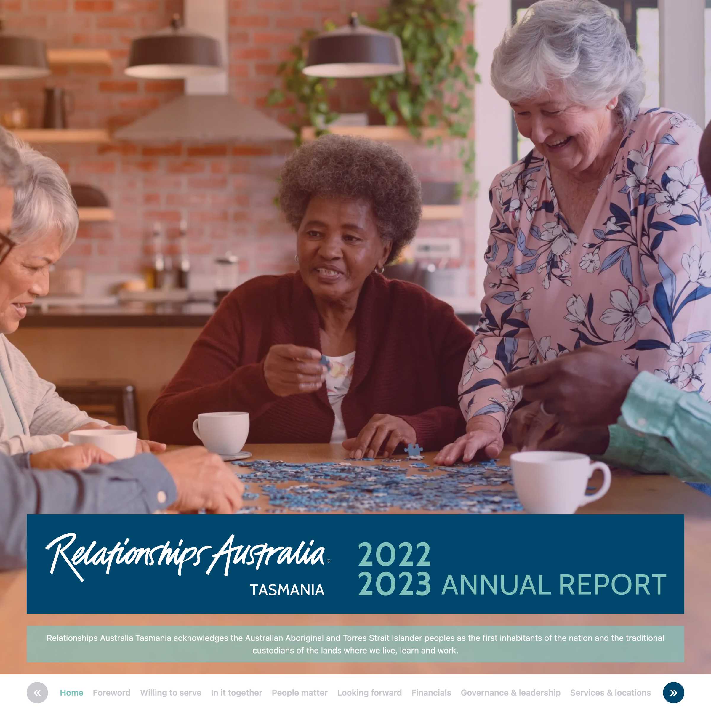 Screenshot of the Relationships Australia Tasmania Annual Report 2022-2023 project