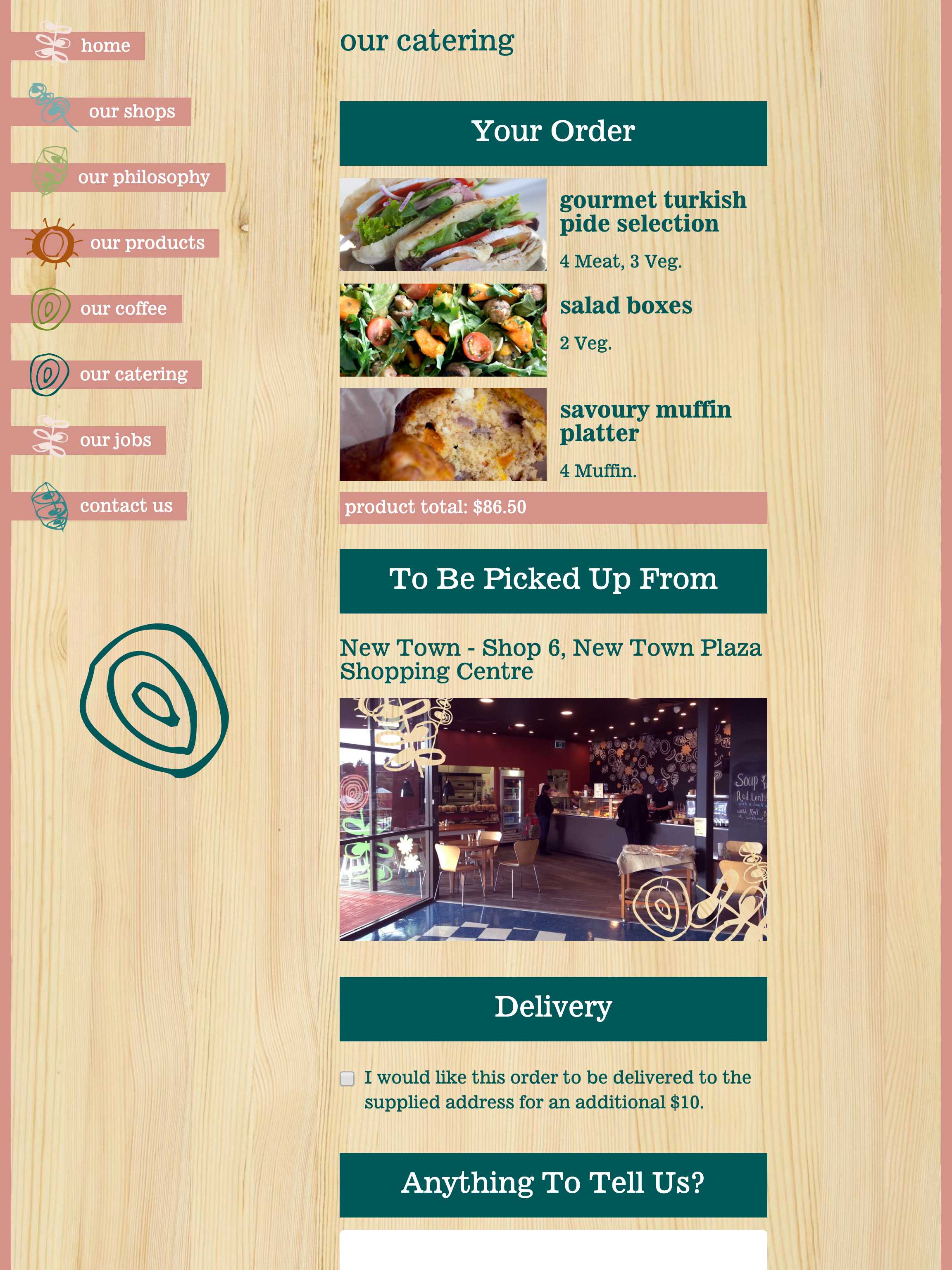 Screenshot of the Breadd Online Catering project on an tablet