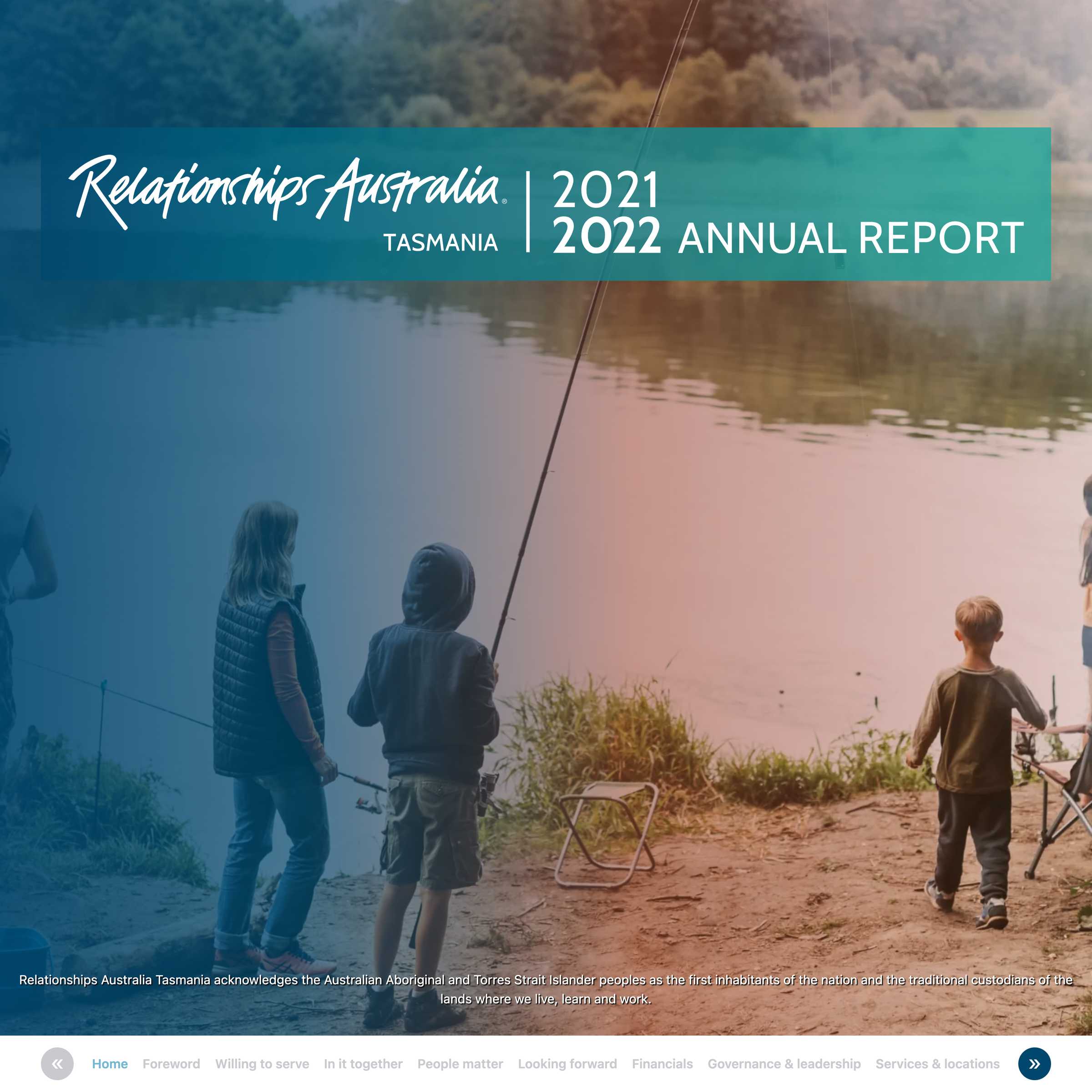 Screenshot of the Relationships Australia Tasmania Annual Report 2021-2022 project