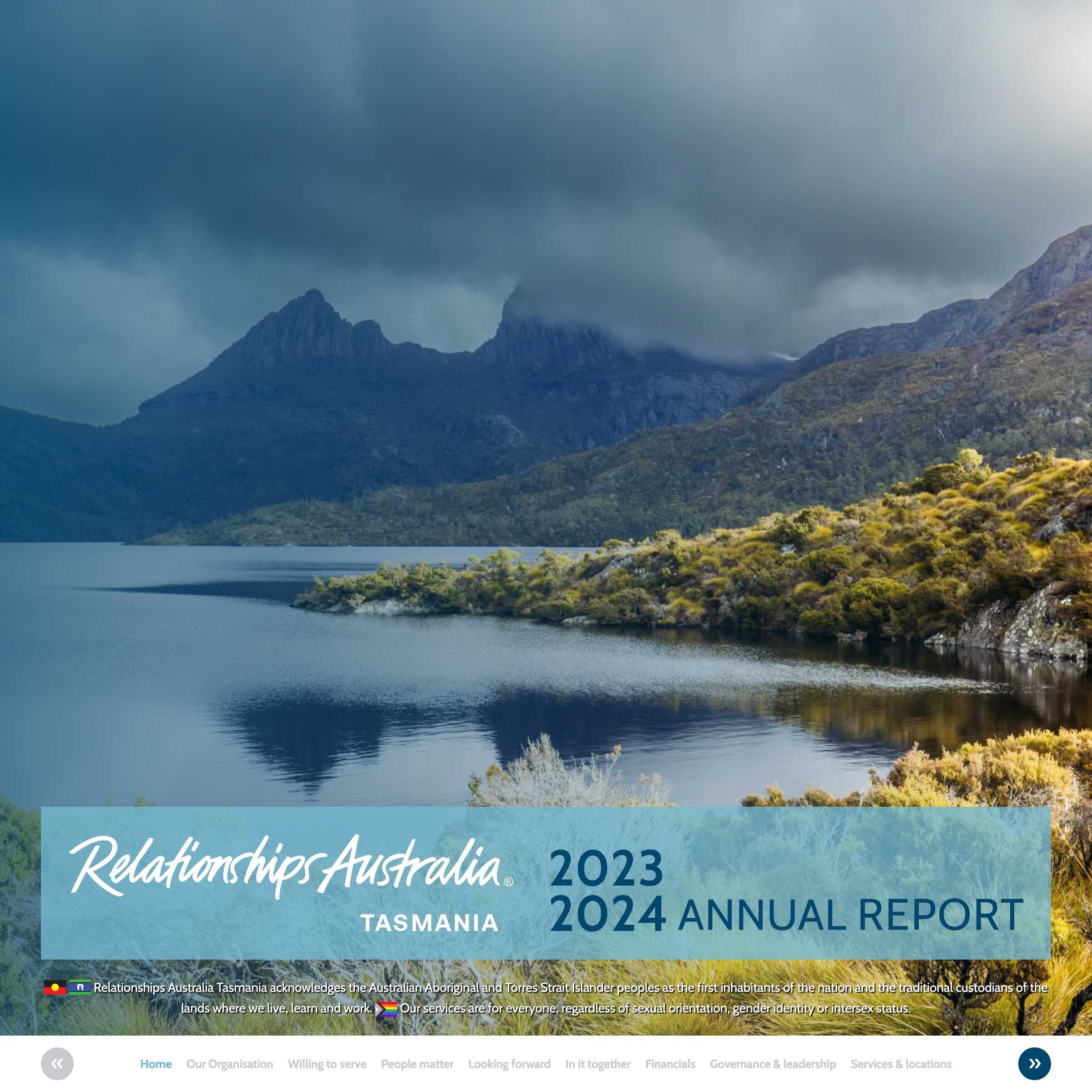 Screenshot of the Relationships Australia Tasmania Annual Report 2023-2024 project