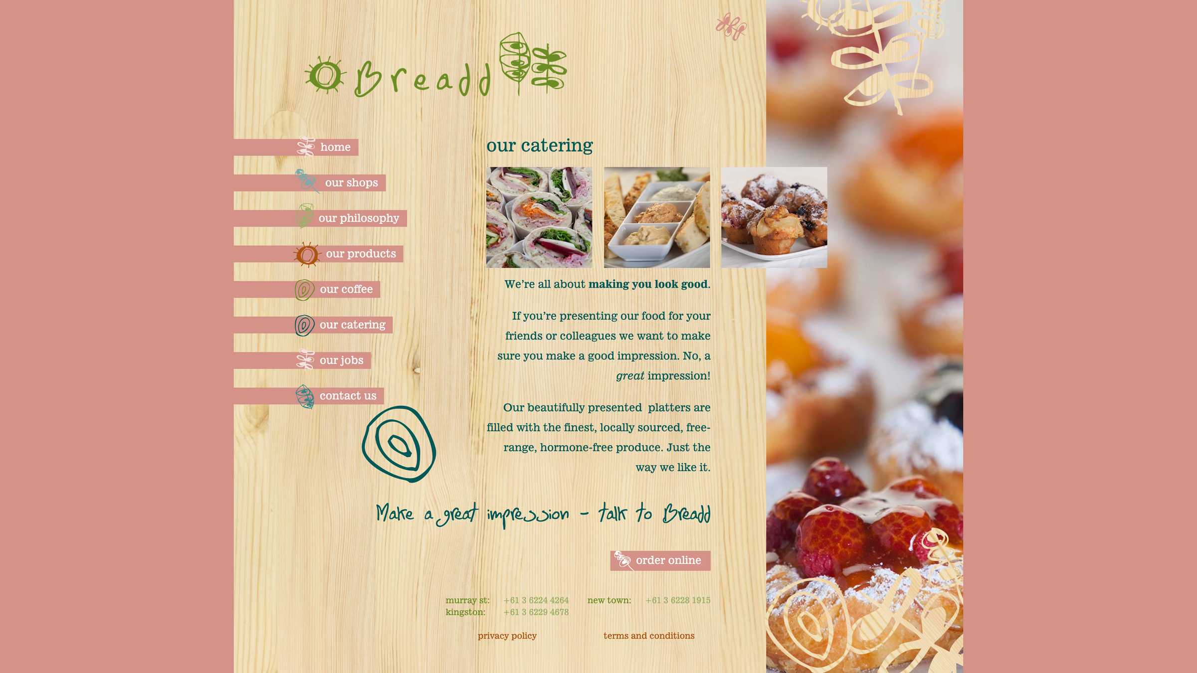 Screenshot of the Breadd Online Catering project on a desktop computer