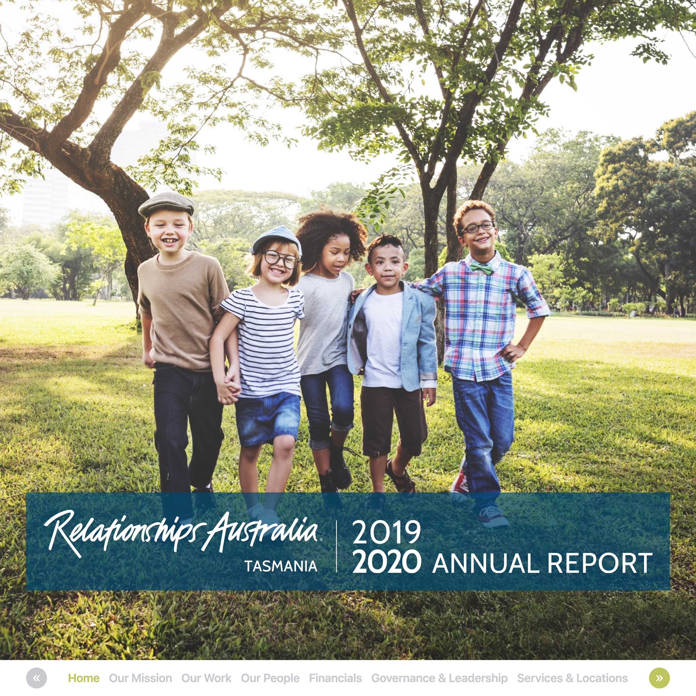 Screenshot of the Relationships Australia Tasmania Annual Report 2019-2020 project