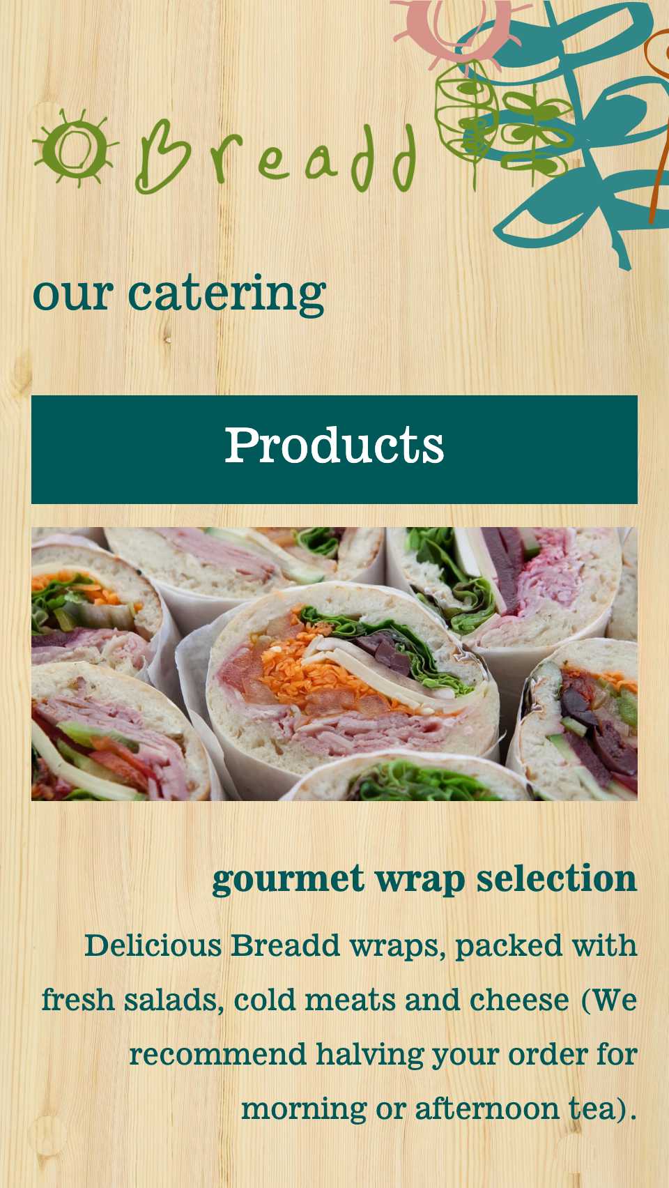 Screenshot of the Breadd Online Catering project on a phone