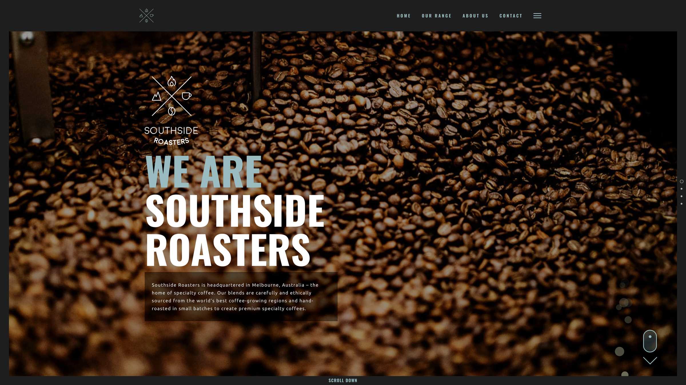 Screenshot of the Southside Roasters project on a desktop computer