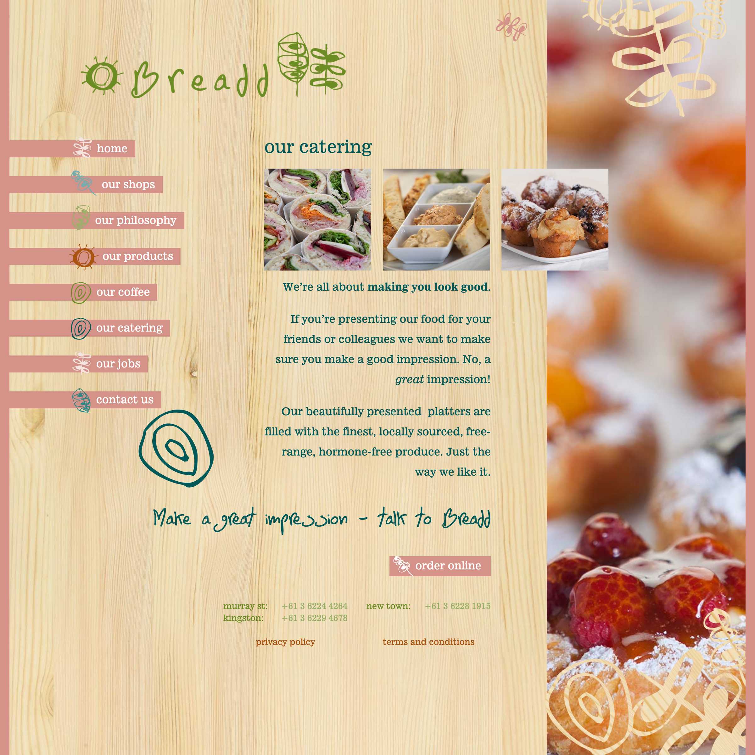 Screenshot of the Breadd Online Catering project